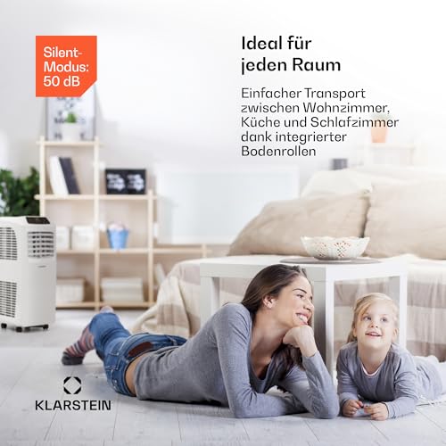 Klarstein Mobile Klimaanlage mit Abluftschlauch, 3-in-1 Klimagerät mit Ventilator & Luftentfeuchter, Kleine & Portable für Wohnung & Büro, Nachtmodus, 7000 BTU AC mit Niedrigem Verbrauch – Bild 4