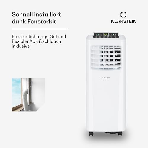 Klarstein Mobile Klimaanlage mit Abluftschlauch, 3-in-1 Klimagerät mit Ventilator & Luftentfeuchter, Kleine & Portable für Wohnung & Büro, Nachtmodus, 7000 BTU AC mit Niedrigem Verbrauch – Bild 5