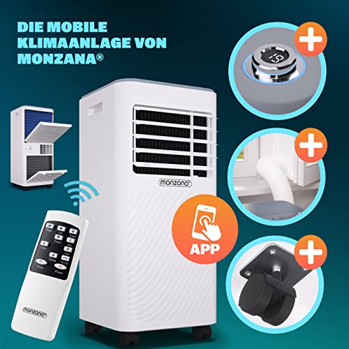 MONZANA® lokale Klimaanlage MZKA2600 WIFI App Mobil Fensterabdichtung Abluftschlauch 9000BTU 4in1 1000W 30qm Fernbedienung Luftentfeuchter Klimagerät – Bild 4