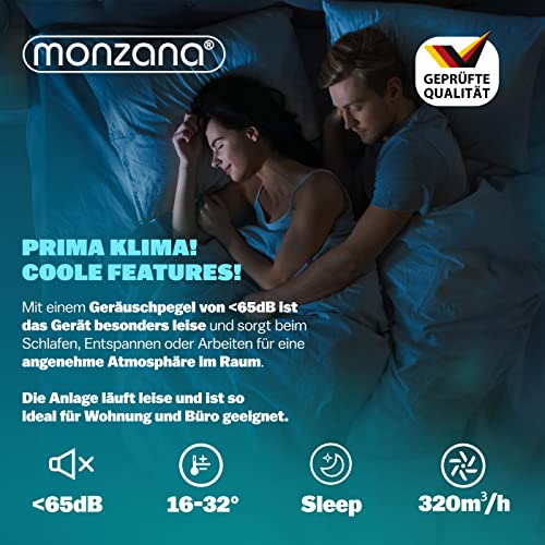 MONZANA® lokale Klimaanlage MZKA2600 WIFI App Mobil Fensterabdichtung Abluftschlauch 9000BTU 4in1 1000W 30qm Fernbedienung Luftentfeuchter Klimagerät – Bild 5