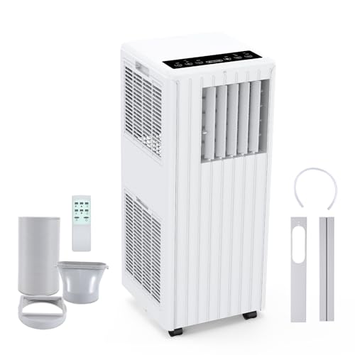 Klimaanlage 7000BTU 2,6kW, Kühlen&Ventilieren&Entfeuchten, Mobiles Klimagerät mit abluftschlauch für Räume bis 80m³(31㎡), Leiser Betrieb <65 dB, Digitaldisplay Fernbedienung, 24h-Timer