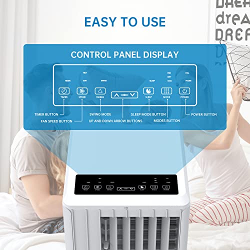 Klimaanlage 7000BTU 2,6kW, Kühlen&Ventilieren&Entfeuchten, Mobiles Klimagerät mit abluftschlauch für Räume bis 80m³(31㎡), Leiser Betrieb <65 dB, Digitaldisplay Fernbedienung, 24h-Timer – Bild 2