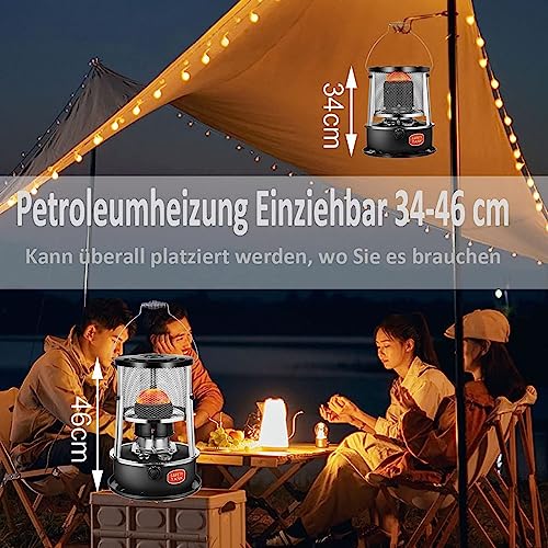9000 Btu Petroleumheizung, Tragbare Zeltheizung for Camping Im Freien, Geeignet for Eisfischen, Jagen, Wandern, for Überlebensnotfälle Und Zur Verwendung Im Garten(Black) – Bild 2