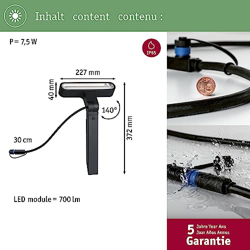 Paulmann 94544 Plug & Shine LED Außenleuchte Plug & Shine Spot Ito IP65 incl. 1x6 Watt dimmbar Außenleuchten Anthrazit Metall, Kunststoff 3000 K – Bild 4