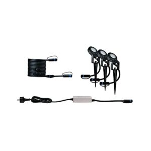 Paulmann 94729 Plug & Shine LED Außenleuchte Gartenstrahler Sting 3er-Set insektenfreundlich IP67 2200K 3x6,3W 75VA Anthrazit rund dimmbar