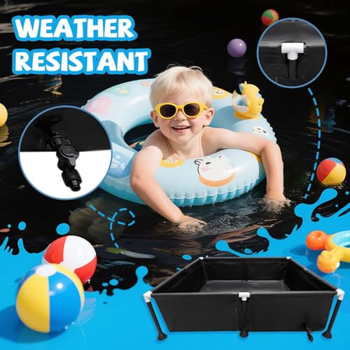 HUSHUI Über Gemahlener Schwimmbad, Kleiner Tiefer Pool 37.4x37,4x7,9 Zoll Punktionsschutz Triple Layer PVC -Material für Garten Im Freien, mit Robustem Rahmen für Kleinkinder und – Bild 3