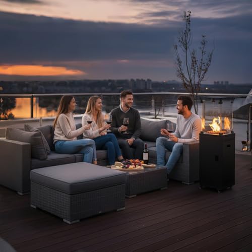 Gas Terrassenstrahler - 11kW Leistungsstarker Standheizer mit Rädern für Garten - Terrasse & Außenbereiche - Tragbarer Propan Heizer inkl. Regler & Schlauch – Bild 3