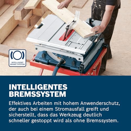 Bosch Professional Tischkreissäge GTS 10 XC (Sägeblatt-Ø: 254 mm, Sägeblattbohr-Ø: 30mm inkl. Absaugadapter, Parallelanschlag, Schiebestock, Winkelanschlag, Aufbewahrung für Sägeblatt) – Bild 3
