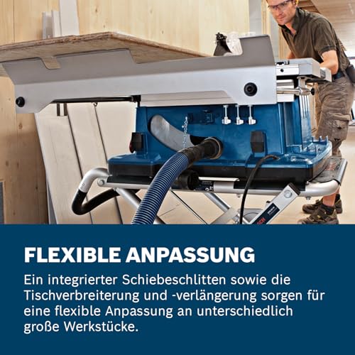 Bosch Professional Tischkreissäge GTS 10 XC (Sägeblatt-Ø: 254 mm, Sägeblattbohr-Ø: 30mm inkl. Absaugadapter, Parallelanschlag, Schiebestock, Winkelanschlag, Aufbewahrung für Sägeblatt) – Bild 5
