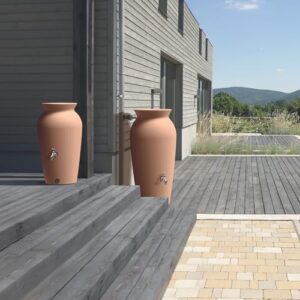 Alternative view of YourCasa Regentonne 120-230 Liter [DropCatcher] mit Filterkorb & Wasserhahn - Regenfass Frostsicher Kunststoff - Regenwassertonne - Regenwassertank Garten Wassertank Regensammler (Terracotta, 120L)