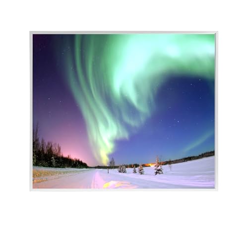 Behaglich Infrarotheizung Bild 300W - Schnellwärmend in 1-3 Min. - Energieeffizient mit Überhitzungsschutz - Flüsterleise - TÜV & 10 Jahre Garantie - Polarlichter