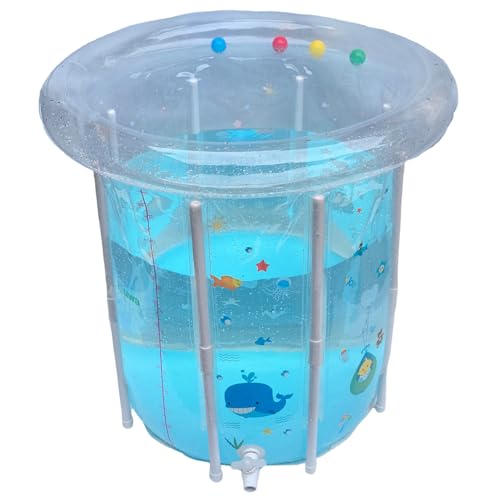 Kinderbecken, 29, 5 x 31, 5 Zoll, aufblasbares Babybecken, Cartoon-Muster, Babyschwimmen mit Drainage, transparentes, versiegeltes PVC, kühlendes Kleinkind für heiße Tage – Bild 3