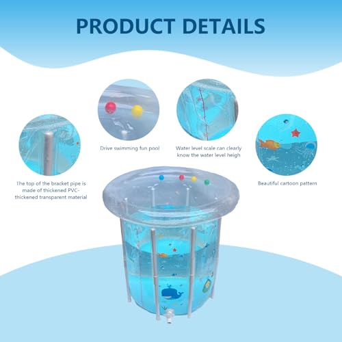 Kinderbecken, 29, 5 x 31, 5 Zoll, aufblasbares Babybecken, Cartoon-Muster, Babyschwimmen mit Drainage, transparentes, versiegeltes PVC, kühlendes Kleinkind für heiße Tage – Bild 4
