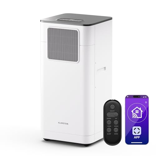 Klarstein Breeze Box 9K Mobile Klimaanlage – 9000 BTU, 32 m², Smart App & Sprachsteuerung, 3-in-1 Kühl, Entfeuchtungs- & Ventilatormodus, Energieeffizienz A, Fensterdichtungsset & Abluftschlauch, Weiß