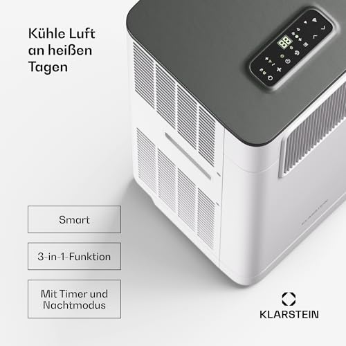 Klarstein Breeze Box 9K Mobile Klimaanlage – 9000 BTU, 32 m², Smart App & Sprachsteuerung, 3-in-1 Kühl, Entfeuchtungs- & Ventilatormodus, Energieeffizienz A, Fensterdichtungsset & Abluftschlauch, Weiß – Bild 2