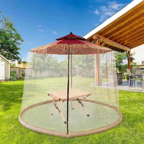 Terrassenschirm-Netz – verstellbare Schutzabdeckung mit Reißverschluss, atmungsaktiv, für Outdoor-Regenschirme, hält Insekten fern, perfekt für Terrassen und Gärten – Bild 3
