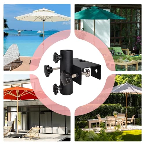 Verstellbarer Schirmhalter aus Metall für Terrassen und Balkone, 17 x 15 x 12 cm, perfekt für Deckgeländer, Outdoor-Regenschirme und Garten – Bild 4
