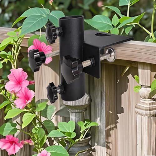 Verstellbarer Schirmhalter aus Metall für Terrassen und Balkone, 17 x 15 x 12 cm, perfekt für Deckgeländer, Outdoor-Regenschirme und Garten – Bild 7