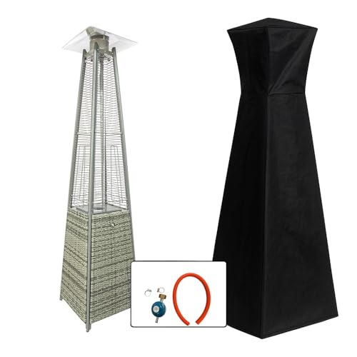 TEMPO STYLE - Pyramid Gas-Heizstrahler für den Außenbereich, 13 kW | Heizung mit offener Flamme für Garten, Bar und Restaurants | Abdeckung und Regler im Lieferumfang enthalten | Modernes Design |