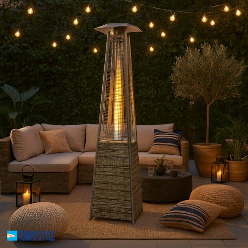 TEMPO STYLE - Pyramid Gas-Heizstrahler für den Außenbereich, 13 kW | Heizung mit offener Flamme für Garten, Bar und Restaurants | Abdeckung und Regler im Lieferumfang enthalten | Modernes Design | – Bild 2