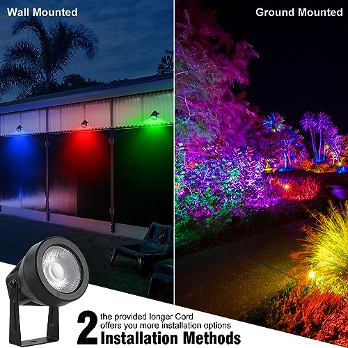 T-SUNUS Gartenstrahler LED RGB, 6er Gartenbeleuchtung RGB mit Fernbedienung IP65 Wasserdich 16 Farben und 4 Modi, Gartenleuchte mit Erdspieß 12V für Außen Weg Garten Weihnachten – Bild 5