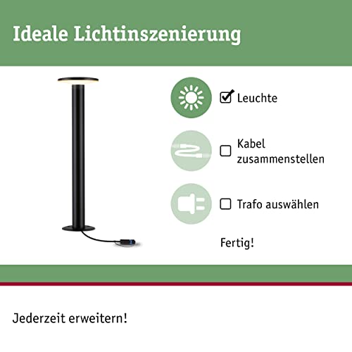 Paulmann 94723 Plug & Shine LED Außenleuchte Pollerleuchte Plate Einzelleuchte IP44 2200K 7W Anthrazit rund dimmbar Goldlicht Kunststoff – Bild 2