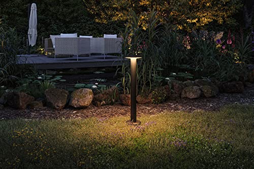Paulmann 94723 Plug & Shine LED Außenleuchte Pollerleuchte Plate Einzelleuchte IP44 2200K 7W Anthrazit rund dimmbar Goldlicht Kunststoff – Bild 8