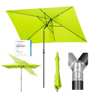 Sekey 200 × 300 cm Aluminum Sonnenschirm Marktschirm Gartenschirm Terrassenschirm Sonnenschutz Apfelgrün UV 50 Rechteckig