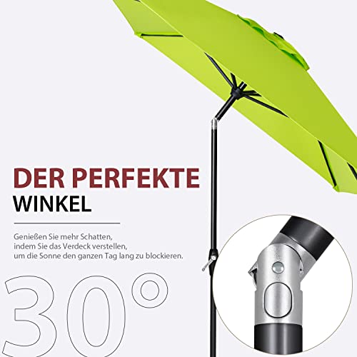 Sekey 200 × 300 cm Aluminum Sonnenschirm Marktschirm Gartenschirm Terrassenschirm Sonnenschutz Apfelgrün UV 50 Rechteckig – Bild 4