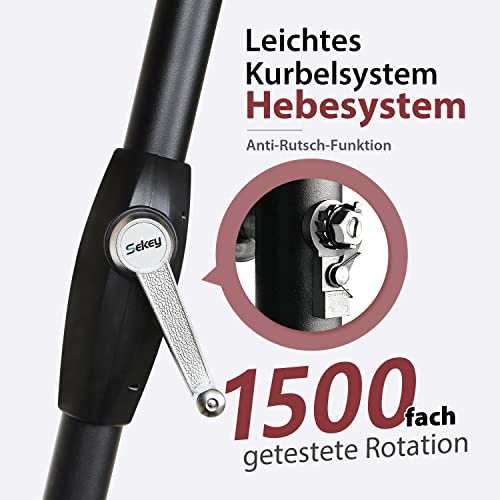 Sekey 200 × 300 cm Aluminum Sonnenschirm Marktschirm Gartenschirm Terrassenschirm Sonnenschutz Apfelgrün UV 50 Rechteckig – Bild 5
