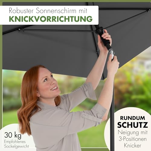 Doppler Sonnenschirm für den Garten Rethink 200cm in Hellgrau - Runder Sonnenschirm für Balkon & Terrasse - Nachhaltiger Schirm aus 100% recyceltem Polyestergewebe - Balkonsonnenschirm mit Hülle – Bild 4