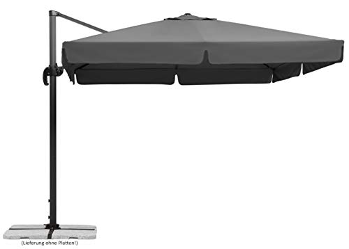 Schneider Sonnenschirm Rhodos, anthrazit, 300 x 300 cm quadratisch, 782-15, Gestell Alu/Stahl, Bespannung Polyester, 24 kg, Anthrazit