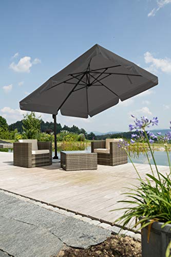 Schneider Sonnenschirm Rhodos, anthrazit, 300 x 300 cm quadratisch, 782-15, Gestell Alu/Stahl, Bespannung Polyester, 24 kg, Anthrazit – Bild 2