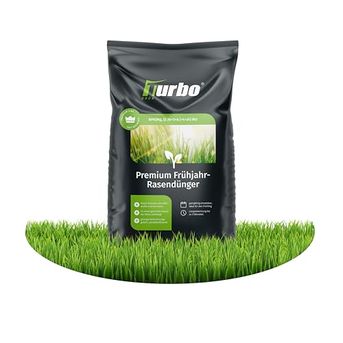 Frühjahr Premium Rasendünger Turbogrün, 10kg für 330m², Dünger gegen Moos, Ideal im Frühjahr, geeignet für Streuwagen, staubarmes Granulat, Rasen dünger