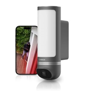 Bosch Smart Home Außenkamera II, Überwachungskamera Außen, 1080p Full-HD Auflösung mit integrierter Alarmsirene und Design-Leuchte, kompatibel mit Amazon Alexa,anthrazit