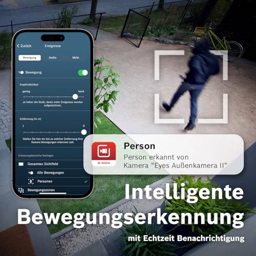 Bosch Smart Home Außenkamera II, Überwachungskamera Außen, 1080p Full-HD Auflösung mit integrierter Alarmsirene und Design-Leuchte, kompatibel mit Amazon Alexa,anthrazit – Bild 3