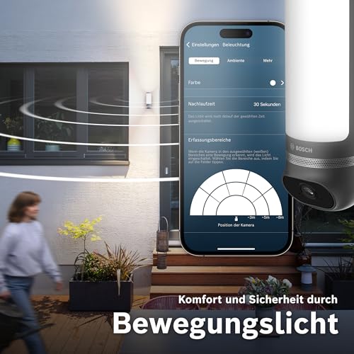 Bosch Smart Home Außenkamera II, Überwachungskamera Außen, 1080p Full-HD Auflösung mit integrierter Alarmsirene und Design-Leuchte, kompatibel mit Amazon Alexa,anthrazit – Bild 4