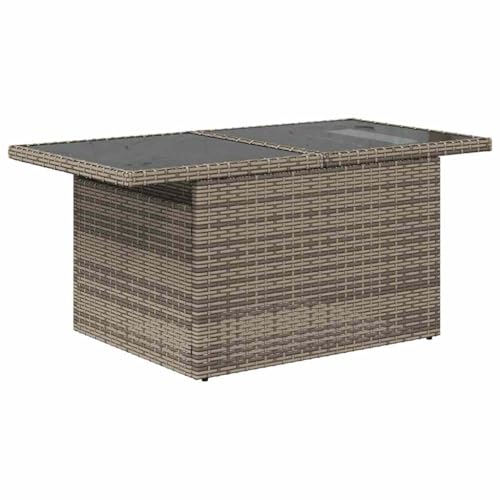 vidaXL Gartentisch, Esstisch Beistelltisch mit Glasplatte, Tisch Verstellbare Tischplatte, Gartenmöbel Couchtisch Terrassentisch, Grau 100x55x73cm Poly Rattan – Bild 4