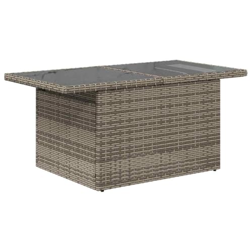 vidaXL Gartentisch, Esstisch Beistelltisch mit Glasplatte, Tisch Verstellbare Tischplatte, Gartenmöbel Couchtisch Terrassentisch, Grau 100x55x73cm Poly Rattan – Bild 7