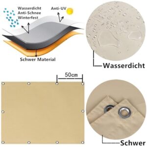 Alternative view of Sonnensegel 2.4x3.8M Wasserdicht Rechteckig mit Ösen, Multi Farbe und Größe Segeltuch Sonnensegel Balkon Ohne Bohren UV Schutz Sonnenschutz Markise mit Kordel für Garten Terrasse Balkon, Hellgrau