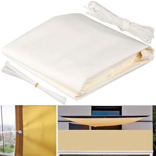 Sonnensegel 2.4x3.8M Wasserdicht Rechteckig mit Ösen, Multi Farbe und Größe Segeltuch Sonnensegel Balkon Ohne Bohren UV Schutz Sonnenschutz Markise mit Kordel für Garten Terrasse Balkon, Hellgrau – Bild 5