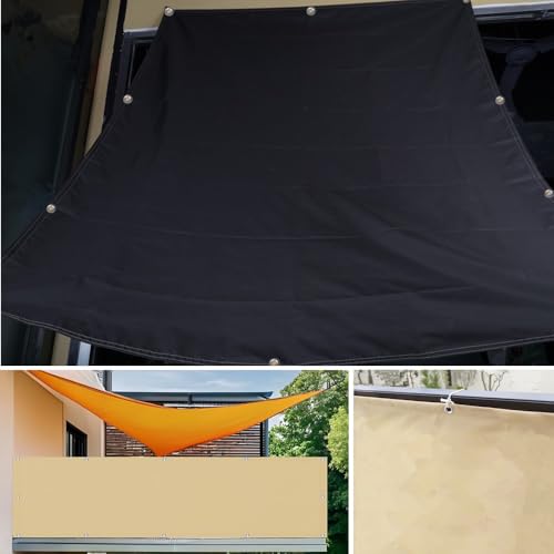 Sonnensegel 2.4x3.8M Wasserdicht Rechteckig mit Ösen, Multi Farbe und Größe Segeltuch Sonnensegel Balkon Ohne Bohren UV Schutz Sonnenschutz Markise mit Kordel für Garten Terrasse Balkon, Hellgrau – Bild 6