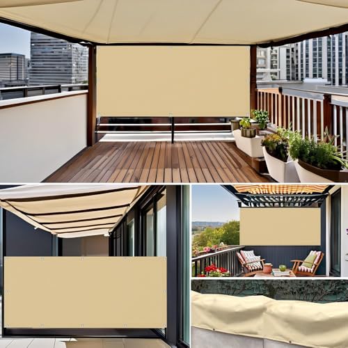 Sonnensegel 2.4x3.8M Wasserdicht Rechteckig mit Ösen, Multi Farbe und Größe Segeltuch Sonnensegel Balkon Ohne Bohren UV Schutz Sonnenschutz Markise mit Kordel für Garten Terrasse Balkon, Hellgrau – Bild 7