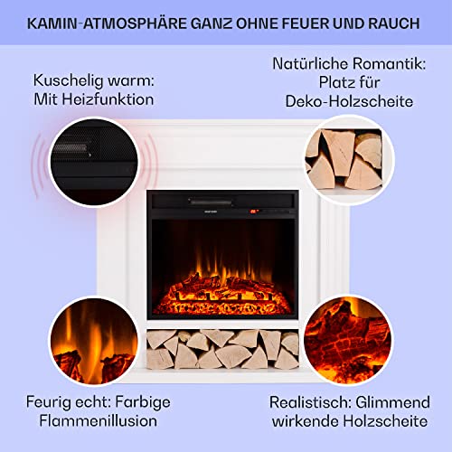 Klarstein Deko Kamin mit LED-Flammen, Elektro-Kamin mit Heizung und Kaminfeuer, 1800W Elektrischer Kamin Elektrisch mit Fernbedienung, Timer & Auto-Temperaturregelung, Sparsame Elektrische Kamine – Bild 2