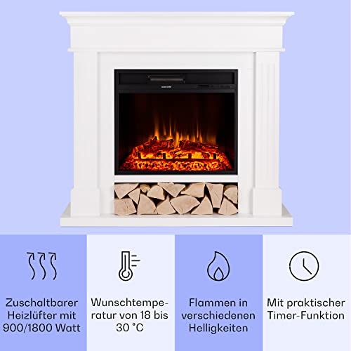 Klarstein Deko Kamin mit LED-Flammen, Elektro-Kamin mit Heizung und Kaminfeuer, 1800W Elektrischer Kamin Elektrisch mit Fernbedienung, Timer & Auto-Temperaturregelung, Sparsame Elektrische Kamine – Bild 3