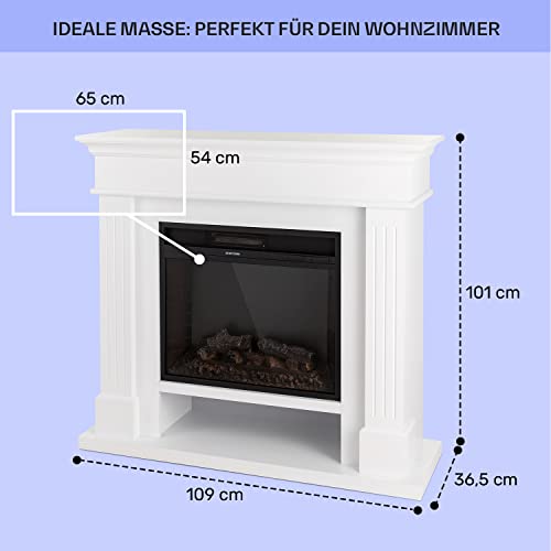 Klarstein Deko Kamin mit LED-Flammen, Elektro-Kamin mit Heizung und Kaminfeuer, 1800W Elektrischer Kamin Elektrisch mit Fernbedienung, Timer & Auto-Temperaturregelung, Sparsame Elektrische Kamine – Bild 5