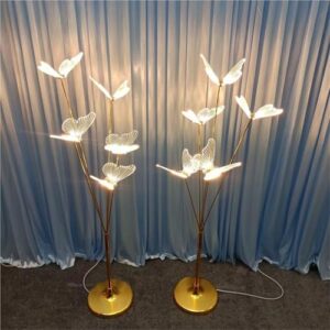 Alternative view of HIFRQVVC Hochzeit Schmetterlinge LED Bodenlicht Stehlampe Schmetterling Hochzeit LED Gold Silber 1,1-1,4 m (Gold, 1,4 m)