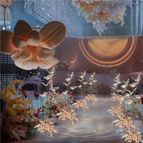 HIFRQVVC Hochzeit Schmetterlinge LED Bodenlicht Stehlampe Schmetterling Hochzeit LED Gold Silber 1,1-1,4 m (Gold, 1,4 m) – Bild 4