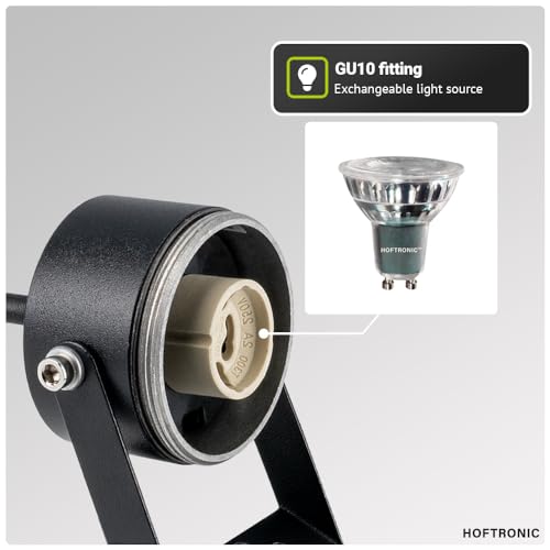 HOFTRONIC - 6er Set Spikey LED Gartenstrahler Aluminium - IP65 Wasserdicht - GU10 Fassung - Dimmbar - Erdspießstrahler Schwarz (RAL9004) – Bild 6