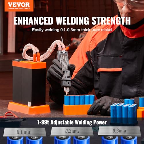 VEVOR Akku-Punktschweißgerät, 14,5 kW Kondensator-Energiespeicher, Impuls-Punktschweißgerät mit 73B-Schweißstift, 801D-Hochleistungs-Punktschweißgerät und 2 Schweißmodi für 0,1–0,3 mm reines Nickel – Bild 2